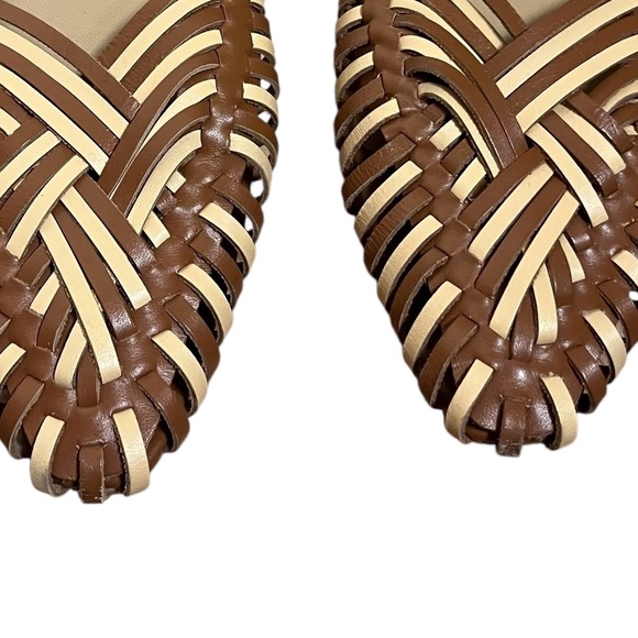 Pilcro Anthropologie Woven Leather Ankle Strap Sandals – Neutral Motif Sz 8 - Picture 4 of 9